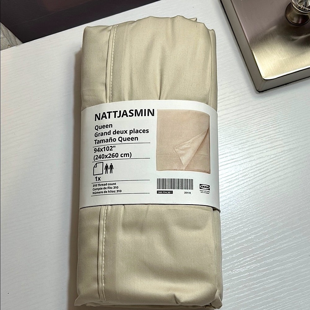 NWT IKEA Queen cream Bedding flat Sheet Nattjasmin